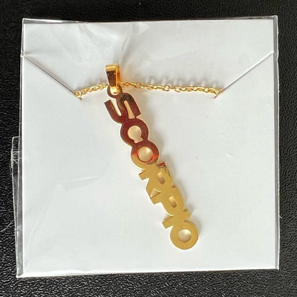 Gold Personality Zodiac vertical Necklaces, Horoscope pendants Star sign